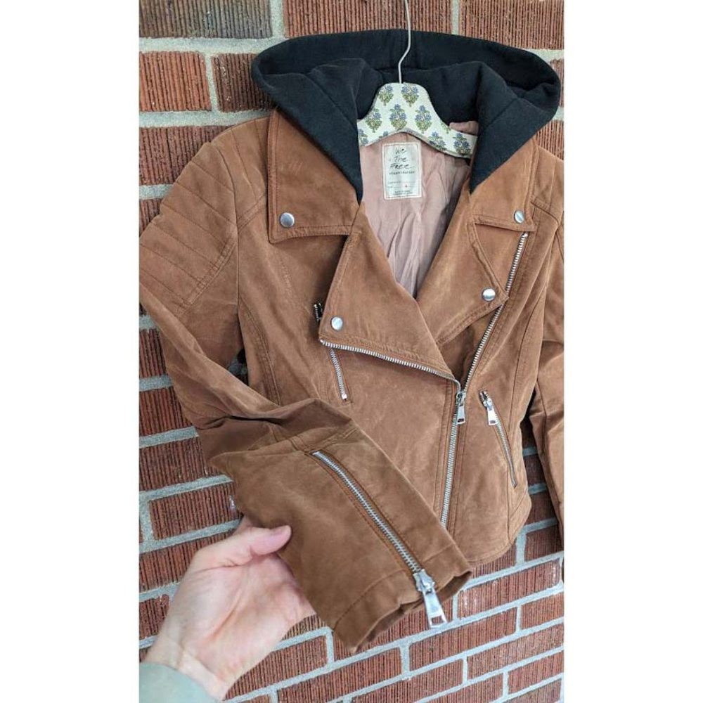 Free People Suede Moto Jacket in Saddle Brown - Picture 8 of 11